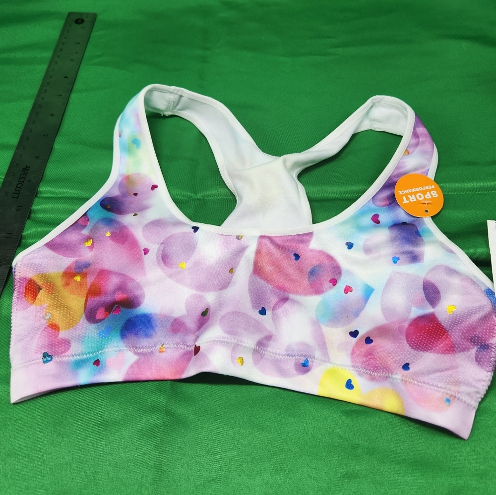 Maidenform Big Girl's Racerback Sports Bra Hearts Size XL